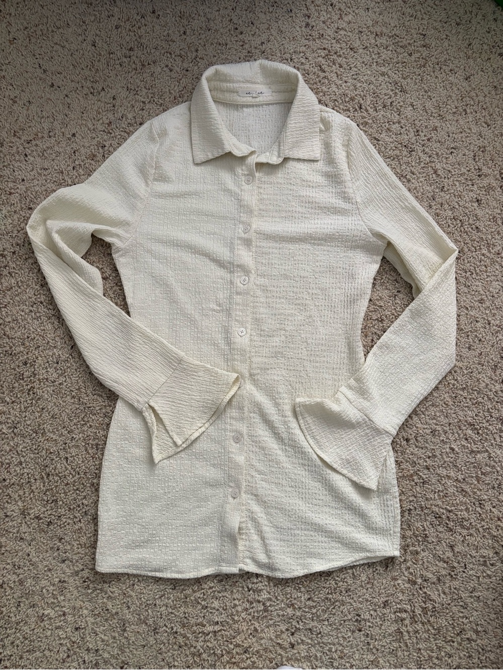 Et clet Cream Ribbed Button-Up Set - Picture 16 of 16